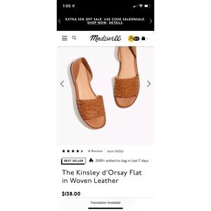 MADEWELL open toe woven leather sandals - size ten - NWT